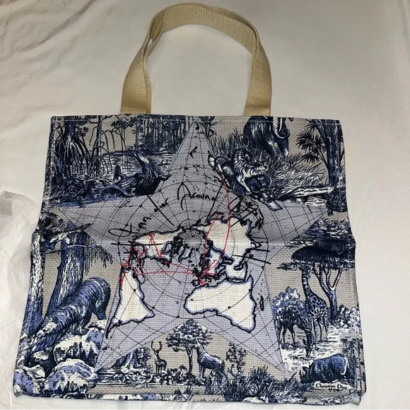 DIOR Around The World Straw Tote Bag NIB Christian Dior Parfums Beauty - Picture 7 of 15